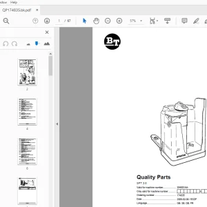 BT Forklift SPT 2.0 Quality Parts Manual 354601AA - PDF
