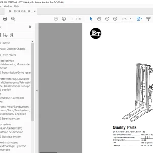 BT Forklift SR 1.35 SR 1.35L SR 1.6 SR 1.6L Parts Manual - PDF DOWNLOAD