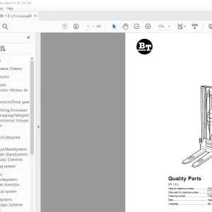 BT Forklift SR 1.6 L Quality Parts Manual  - PDF DOWNLOAD