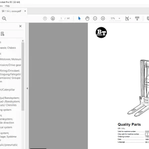 BT Forklift SR 1.6 L Quality Parts Manual - PDF  DOWNLOAD