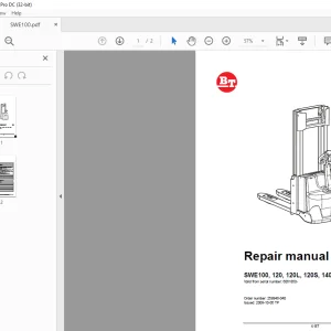 BT Forklift SWE100, 120, 120L, 120S, 140, 140L, 200D Repair Manual SN6061850-