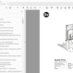 BT Forklift SWE100/SWE120/SWE140 Quality Parts Manual - PDF