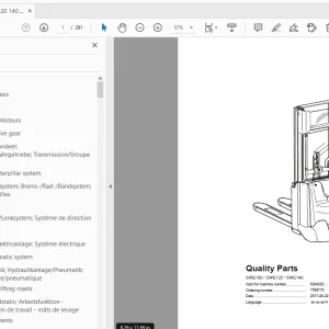 BT Forklift SWE100 SWE120 SWE140 Quality Parts Manual - PDF