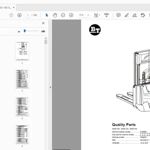 BT Forklift SWE100, SWE120, SWE140 Quality Parts Manual - PDF