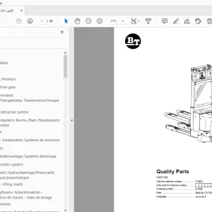 BT Forklift SWE120L Quality Parts Manual - PDF DOWNLOAD