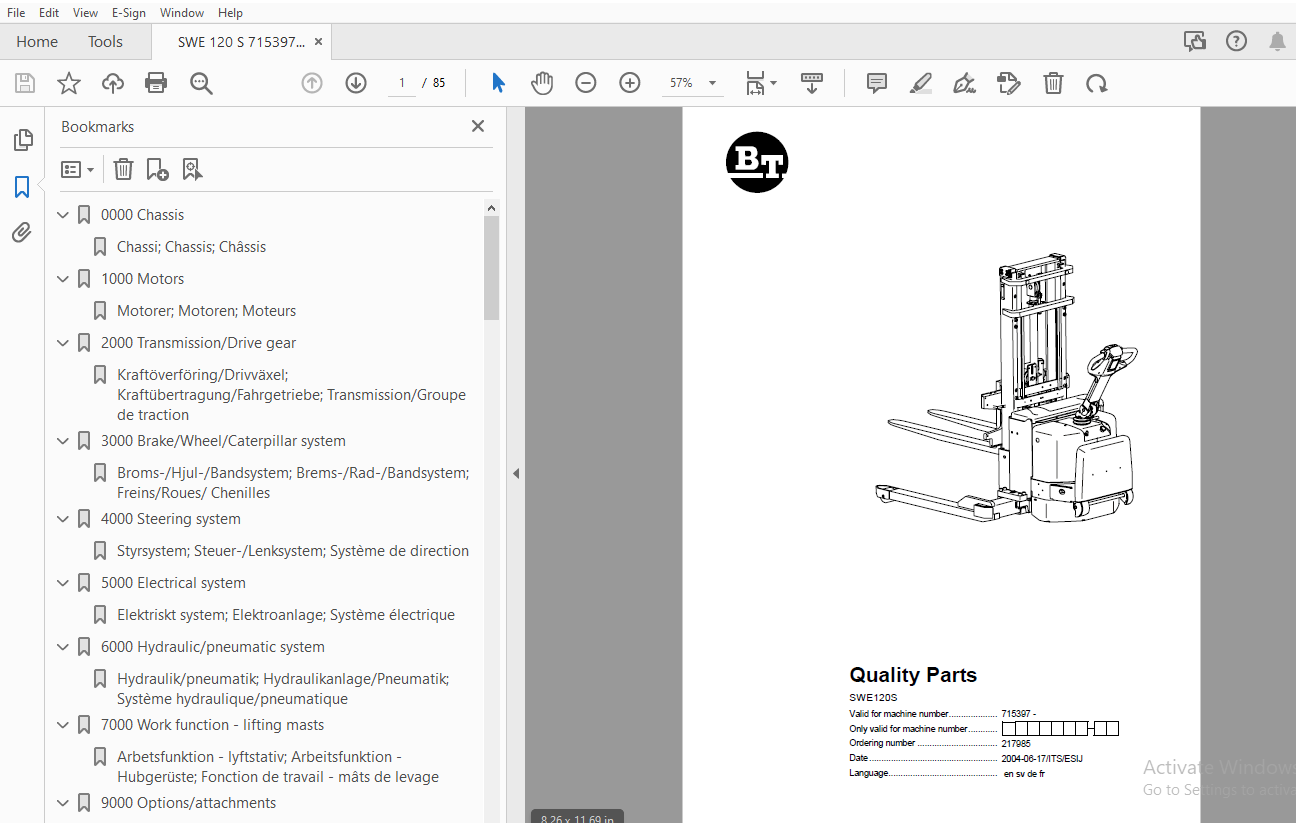 BT Forklift SWE120S Quality Parts Manual - PDF DOWNLOAD - HeyDownloads ...