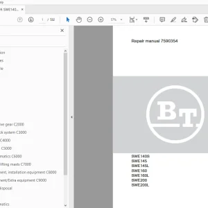 BT Forklift SWE140S SWE145 SWE145L SWE160 SWE160L SWE200 Repair Manual - PDF