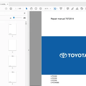 BT Forklift Toyota LPE200 LPE220 LPE250 LPE340BE Repair Manual - PDF