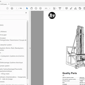 BT Forklift VR Quality Parts Manual 362913AA - 401374AA - PDF