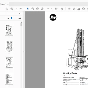 BT Forklift VR Quality Parts Manual 411752AA - PDF DOWNLOAD