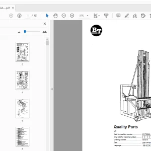 BT Forklift VR Quality Parts Manual 411752AA - PDF