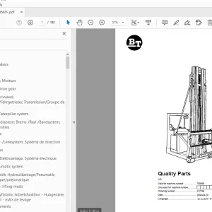 BT Forklift VR Quality Parts Manual 709569 -  PDF DOWNLOAD