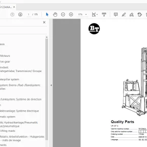 BT Forklift VR SF C Quality Parts Manual - PDF DOWNLOAD