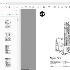 BT Forklift VR SF Quality Parts Manual 411752AA - PDF