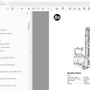 BT Forklift VR SF Quality Parts Manual 411752AA - PDF DOWNLOAD