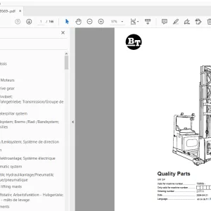 BT Forklift VR SF Quality Parts Manual 709569 - PDF DOWNLOAD