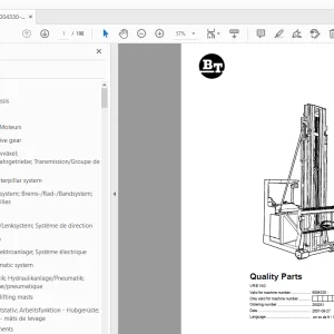 BT Forklift VRE150 Quality Parts Manual 6004330 - PDF