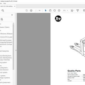 BT Forklift W18 / W20 / W20N Quality Parts Manual PDF