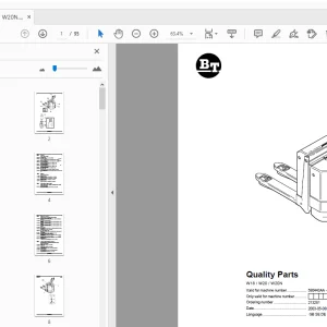 BT Forklift W18/W20/W20N Quality Parts Manual - PDF DOWNLOAD