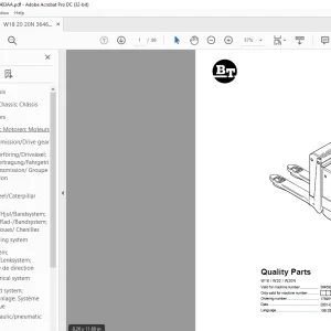 BT Forklift W18 / W20 / W20N Quality Parts Manual  - PDF DOWNLOAD