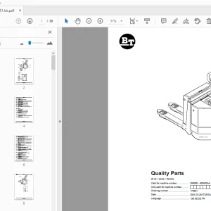 BT Forklift W18/W20/W20N Quality Parts Manual 364690 - 406403AA - PDF