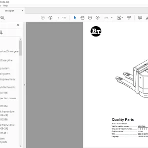 BT Forklift W18 / W20 / W20N Quality Parts Manual 434185AA PDF