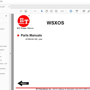 BT Forklift WSX-OS Electric Walkie Straddle Order Selector Quality Parts Manual