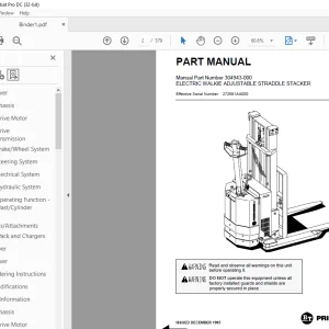 BT Forklift WSX20/25 ELECTRIC WALKIE ADJUSTABLE STRADDLE STACKER SERVICE MANUAL