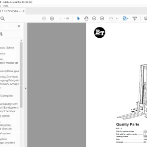 BT Forklift RR N1/N2/N3(C)/15(AC)(ACi) Quality Parts Manual (328924AA)