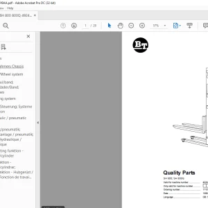 BT Forklift SH 800; SH 800Q Quality Parts Manual PDF