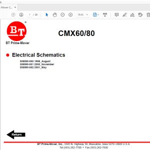 BT Prime-Mover CMX60/80 Electrical Schematics Manual Manual PDF Download