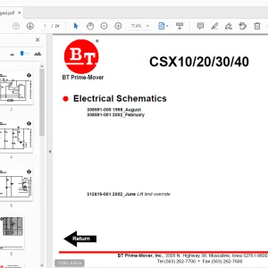 BT Prime-Mover CSX10/20/30/40 Electrical Schematics Manual PDF File Download