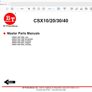 BT Prime-Mover CSX10/20/30/40 Master Parts Manual - PDF