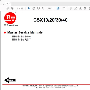 BT Prime-Mover CSX10/20/30/40 WSX22/30/40 WRX30 Master Service Manual - PDF