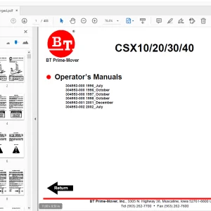 BT Prime-Mover CSX10/20/30/40 Operator’s Manual - PDF DOWNLOAD