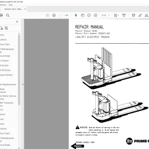 BT Prime-Mover Forklift LOWLIFT ELECTRIC TRUCKS REPAIR MANUAL 9102