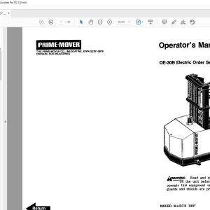 BT Prime-Mover Forklift OE-30b Electric Order Selector Operator's Manual