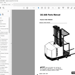 BT Prime-Mover Forklift OE-30B Electric Order Selector Parts Manual