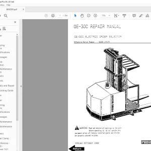 BT Prime-Mover Forklift OE-30C Electric Order Selector Repair Manual
