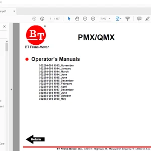 BT Prime-Mover Forklift PMX Electric Pallet Truck Operator's Manual - PDF DOWNLOAD