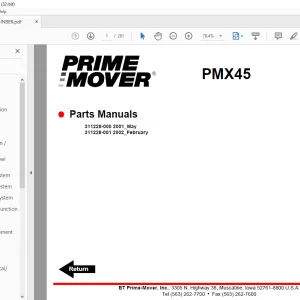 BT Prime-Mover Forklift PMX45 Electric Low Lift Pallet Truck Quality Parts Manual