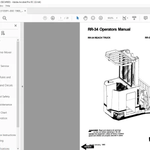  BT Prime-Mover Forklift RR-34 REACH TRUCK Operators Manual