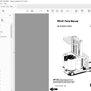 BT Prime-Mover Forklift RR-40 REACH TRUCK Parts Manual - PDF DOWNLOAD