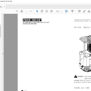  BT Prime-Mover Forklift RR-40B REACH TRUCK Operator Manual
