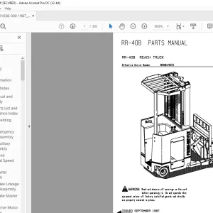  BT Prime-Mover Forklift RR-40B REACH TRUCK Parts Manual  - PDF DOWNLOAD