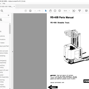  BT Prime-Mover Forklift RR-40B Straddle TRUCK Parts Manual