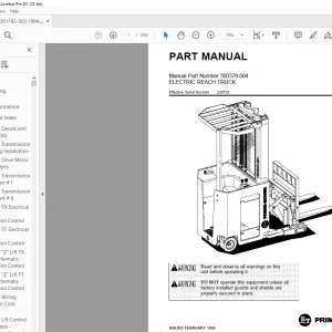 BT Prime-Mover Forklift RR-45/RR-45Z ELECTRIC REACH TRUCK PART MANUAL