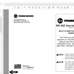 BT Prime-Mover Forklift RR-45Z Reach Truck Operator's Manual - PDF DOWNLOAD