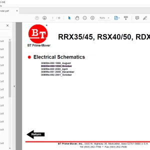  BT Prime-Mover Forklift RRX35 45, RSX40 50, RDX30 Electrical Schematics Manual