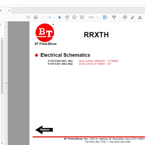  BT Prime-Mover Forklift RRXTH Electrical Schematic Manual
